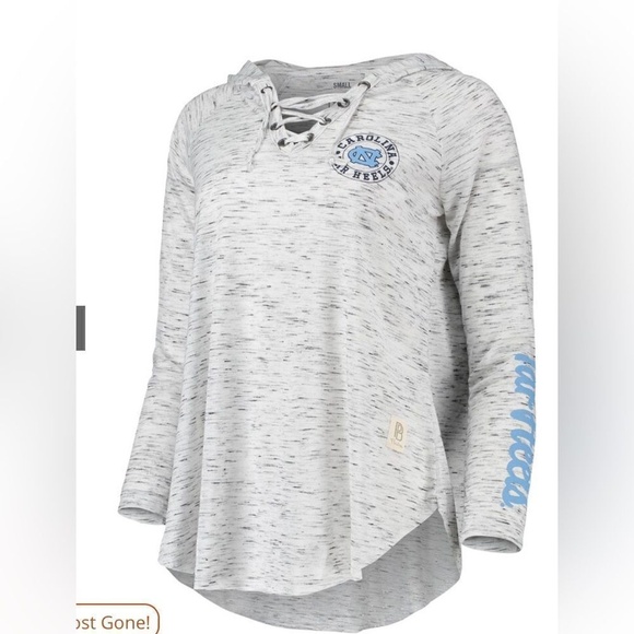 NWT Pressbox Gray North Carolina Tar Heels Lace-Up Long Sleeve T-Shirt Size S - Picture 1 of 13